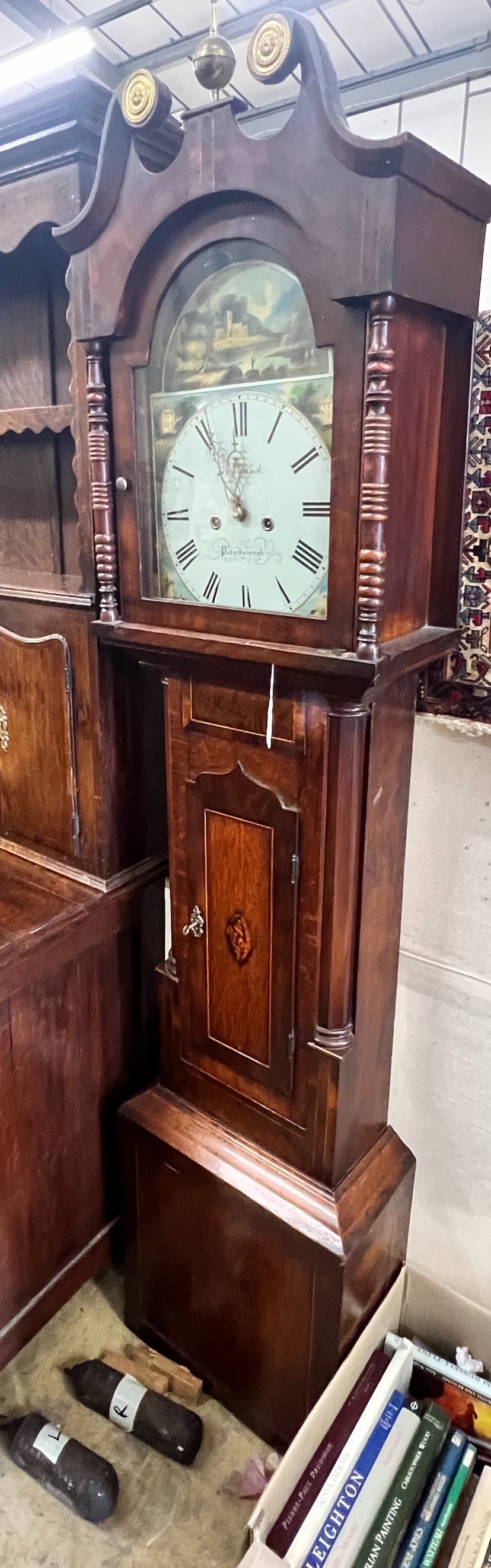 A Victorian mahogany banded eight day longcase clock marked J & A Mark, Peterborough, height 208cm